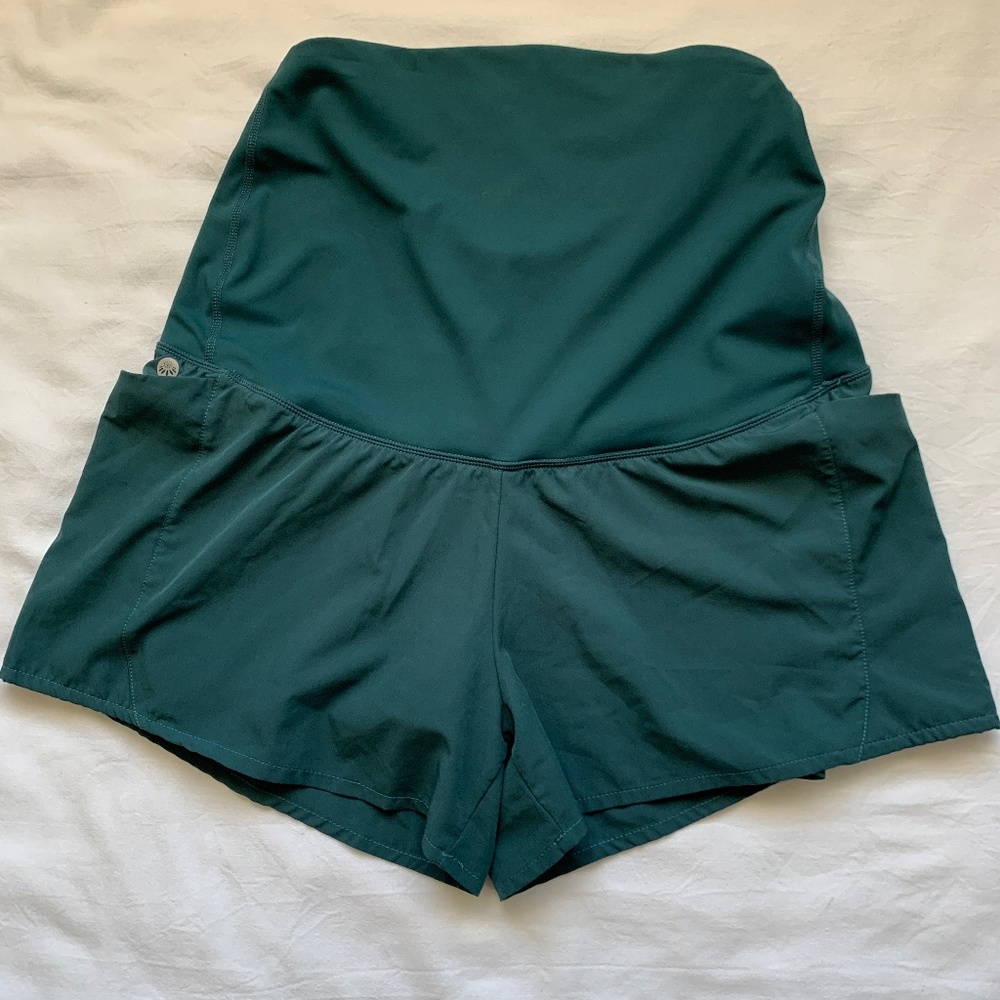 Women's Senita Athletics Maternity Emerald Green Shorts, Sz.L